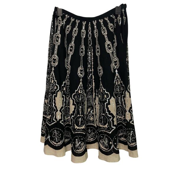 Miss Me Sequin Skirt S Womens Chain Embellished A-Line Printed Sweep Zip Side - Picture 1 of 6